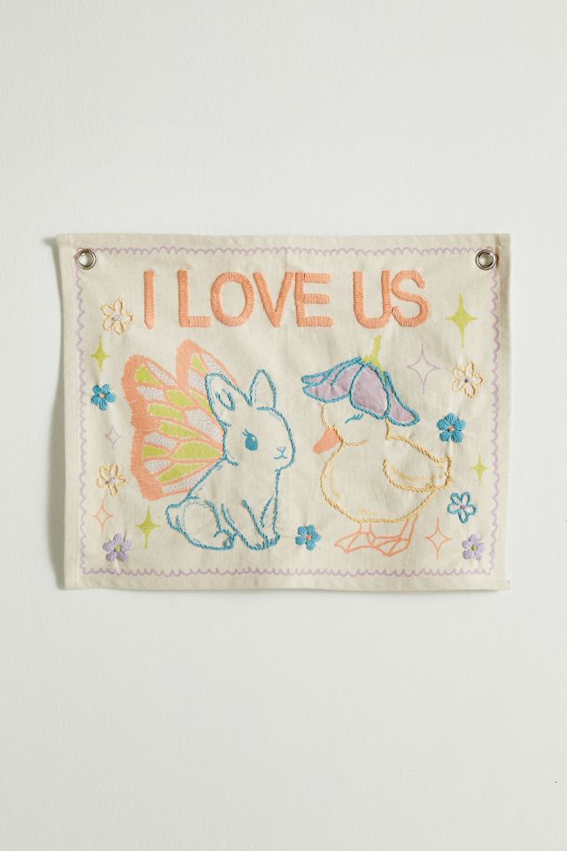 I Love Us Embroidered Tapestry