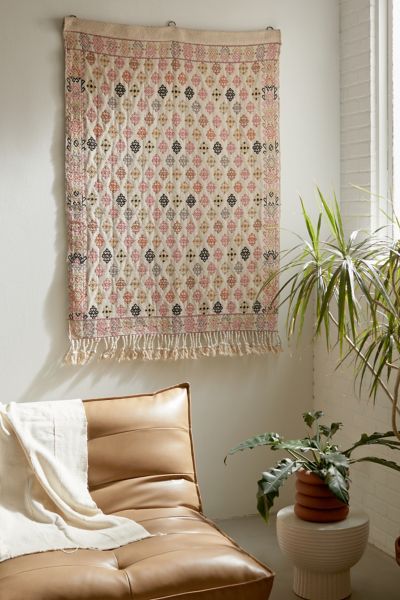Shop Urban Outfitters Diah Diamond Tapestry Wall Hanging In Neutral At