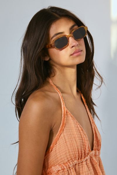 Shop Urban Outfitters Betsy Rectangle Sunglasses In Orange Tort, Women's At