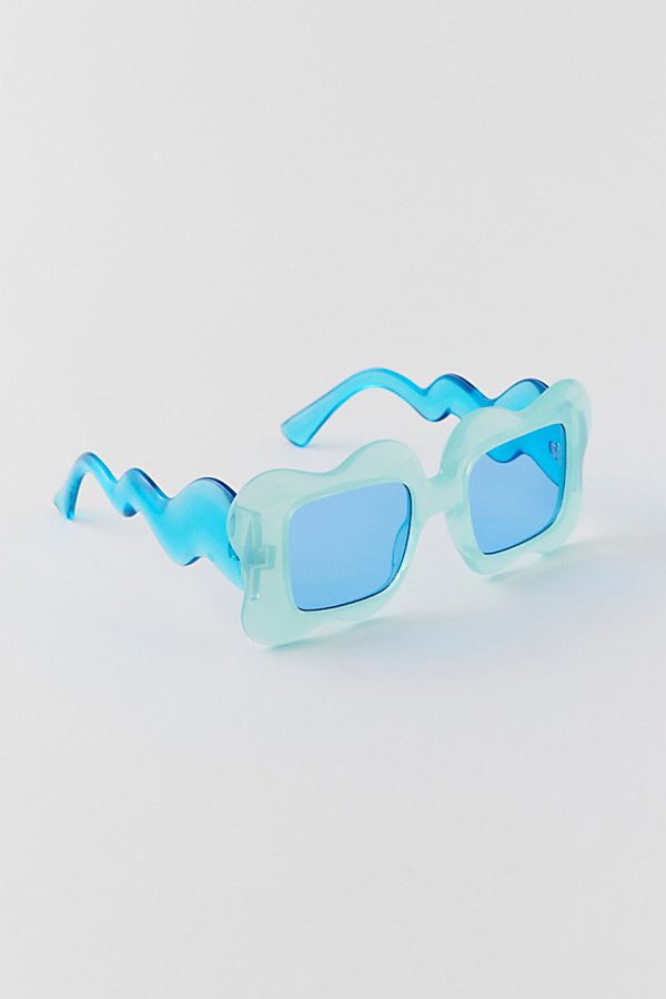 Urban Outfitters Wavy Square Sunglasses In Blue, Women's At