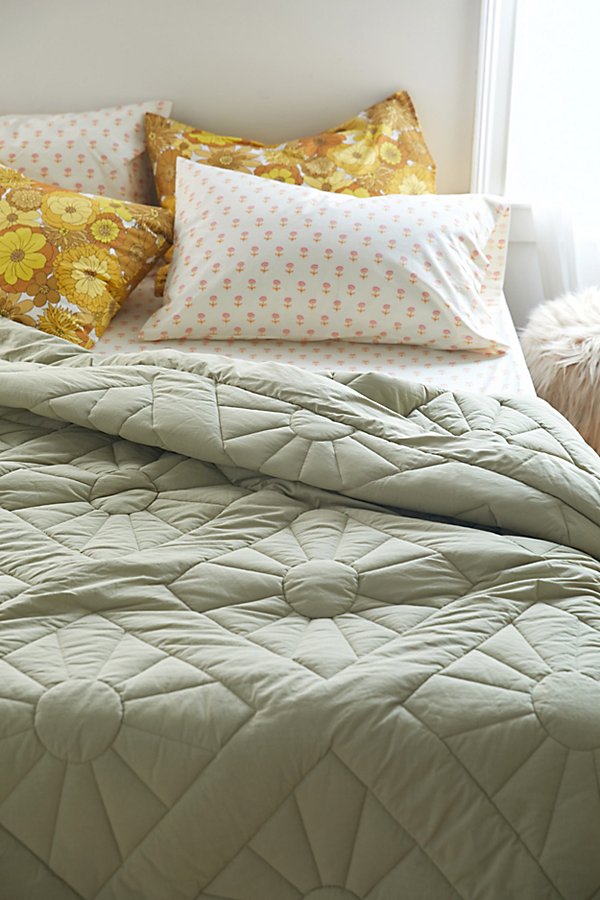 Urban Outfitters Liya Sun Stitch Comforter In Dip Tea At  In Green