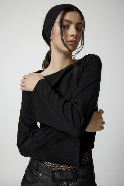Urban Renewal Remnants Slinky Drippy Sleeve Top In Black, Women's At Urban Outfitters