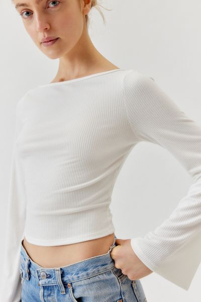 Shop Urban Renewal Remnants Slinky Drippy Sleeve Top In White, Women's At Urban Outfitters