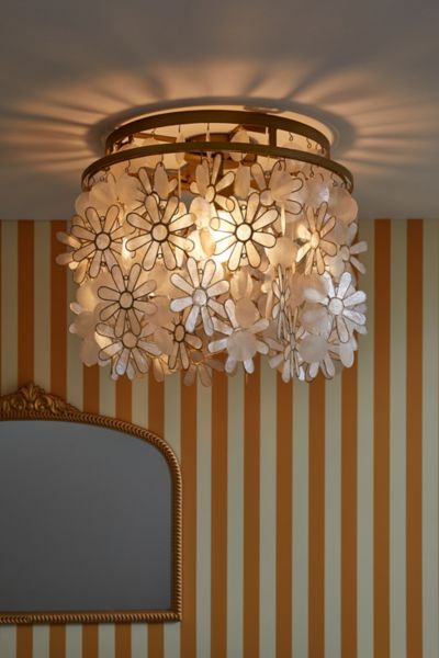 Shop Urban Outfitters Daisy Capiz Flush Mount Light In Gold At