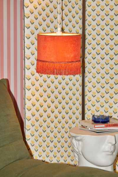 Shop Urban Outfitters Velvet Tassel Lamp Shade In Rust At