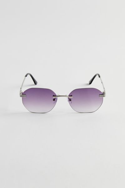 Urban Outfitters Jasper Rimless Hex Sunglasses In Silver, Men's At  In Purple