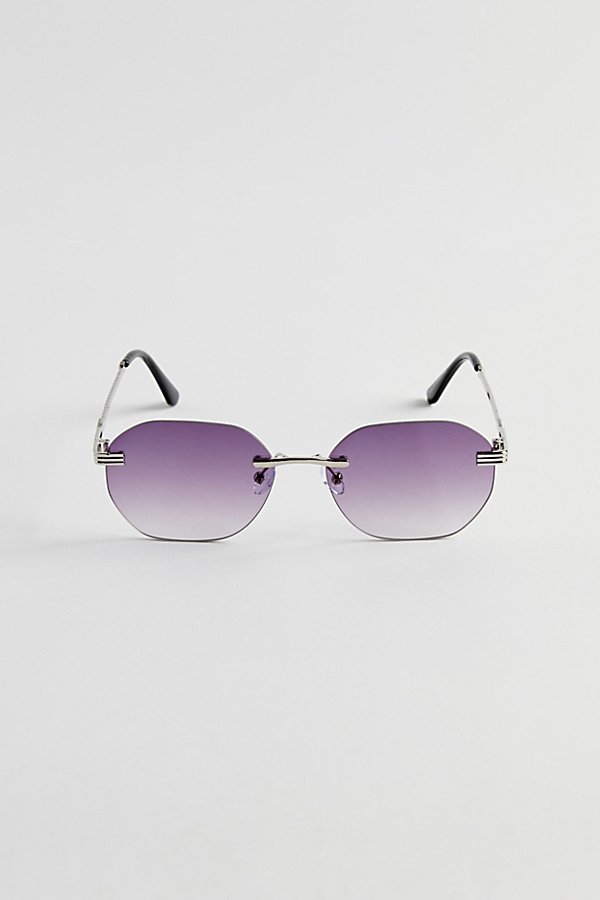 Urban Outfitters Jasper Rimless Hex Sunglasses In Silver, Men's At  In Purple