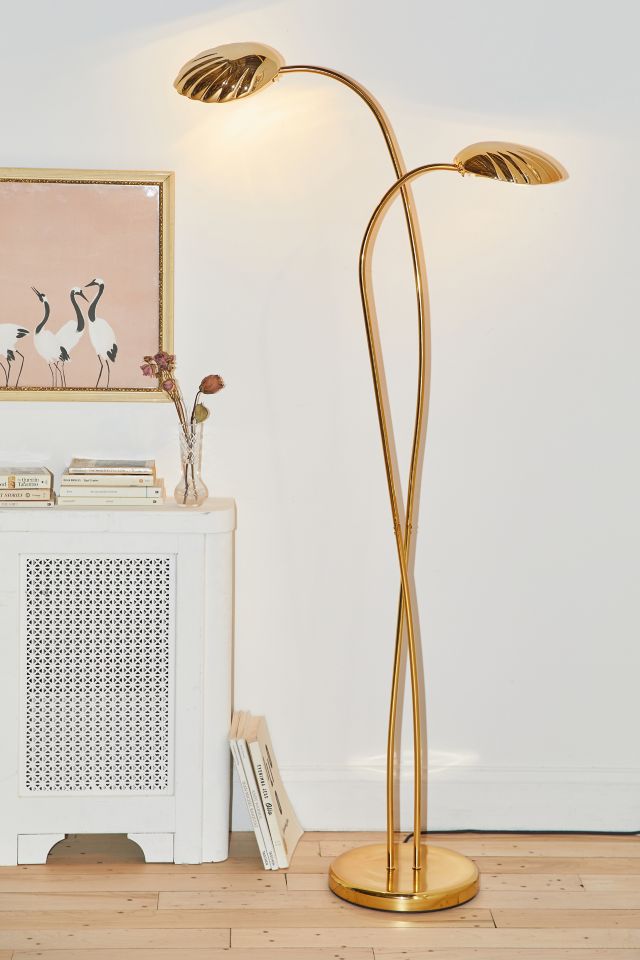 Vintage Brass Clam Shell Reading Floor Lamp for Sale in