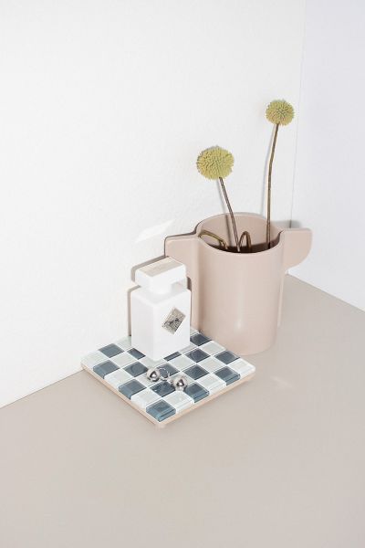 Subtle Art Studios Square Checkered Glass Tile Tray