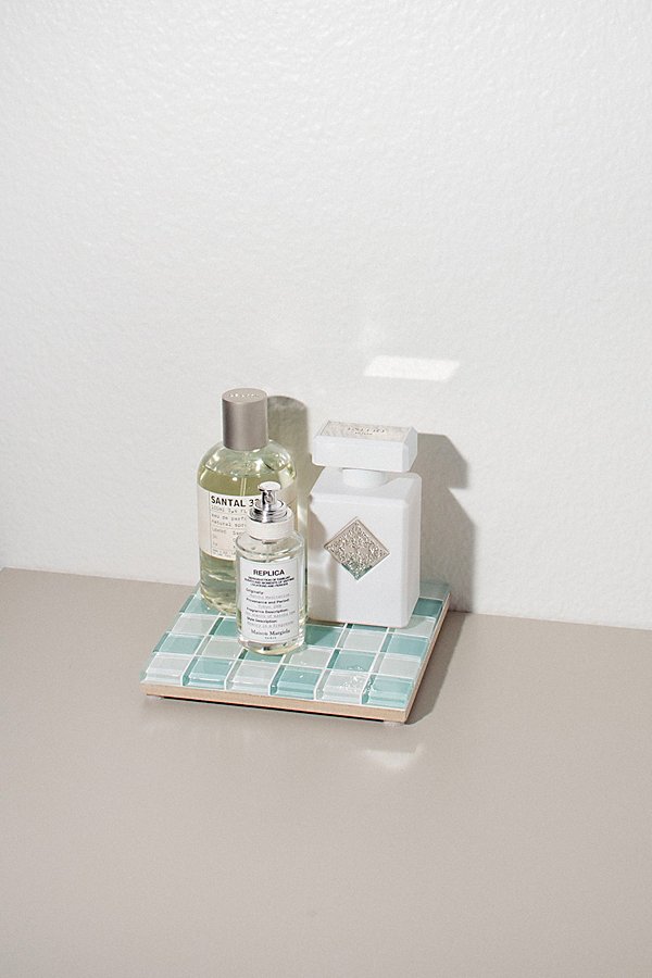 Subtle Art Studios Square Checkered Glass Tile Tray In Day Dreamer At Urban Outfitters In White