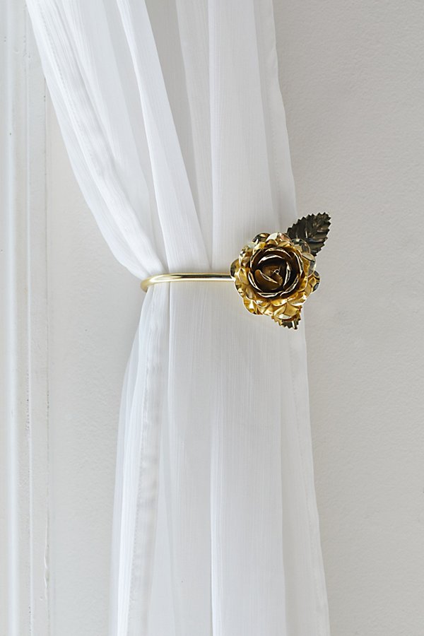 Shop Urban Outfitters Rosette Curtain Tie-back Set In Gold At