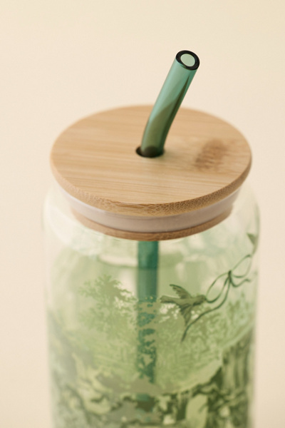 Classic Patterned To-Go Glass Tumbler - Thumbnail 2