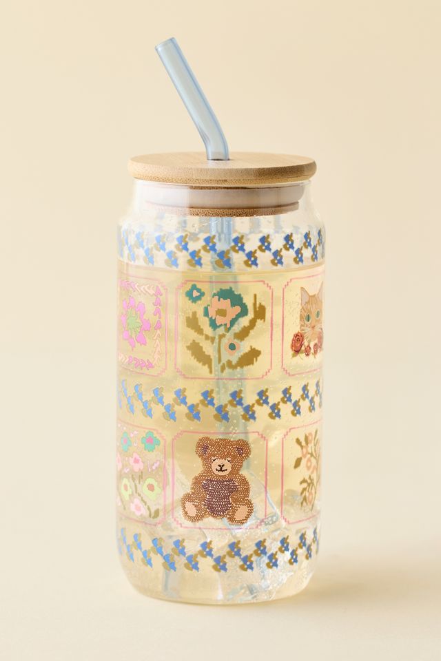Classic Patterned To-Go Glass Tumbler #1