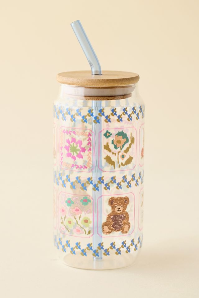 Classic Patterned To-Go Glass Tumbler #2