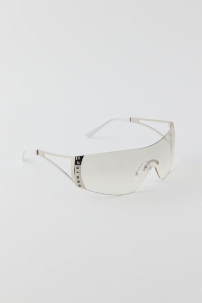 Urban Outfitters Chrissy Metal Shield Sunglasses In Silver, Women's At