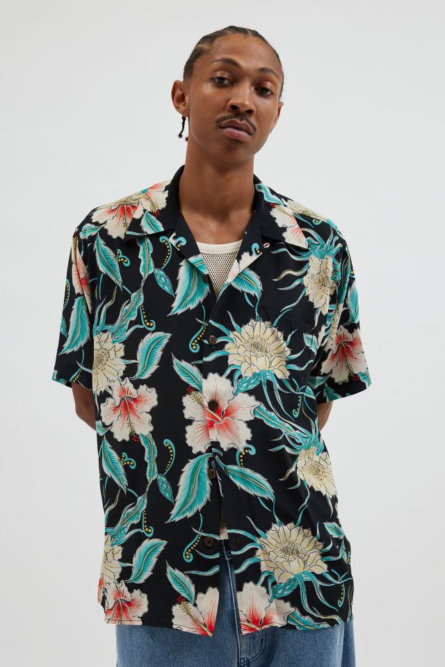 Avanti Day Night Patterned Silk Short Sleeve Shirt Urban Outfitters