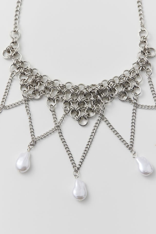Pearl Chain Bib Necklace | Urban Outfitters