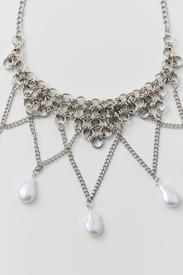 Pearl Chain Bib Necklace #2