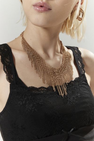 Urban Outfitters Mesh Bib Necklace In Gold, Women's At
