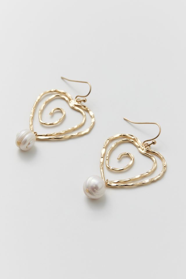 Pearl heart store drop earrings