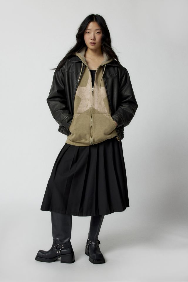 【DELIGHT J】Star Hoodie Zip-Up & Tiered Skirt Set ★ GOOCHEER Women 's Teen Girl Star Print Y2K Zip Up Hoodies