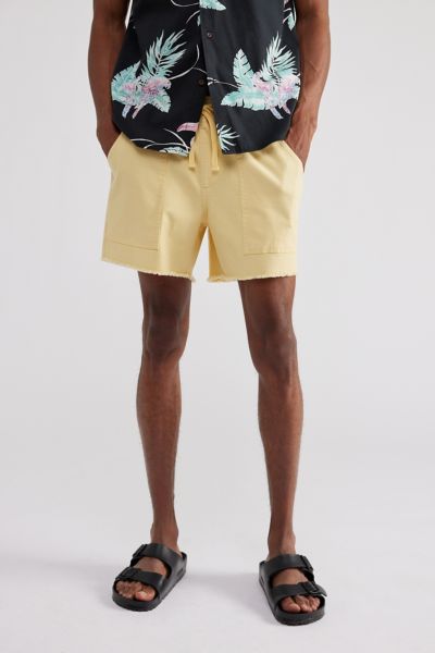 Shop Katin Uo Exclusive Cutoff Trail Short In Sun Yellow Wash, Men's At Urban Outfitters