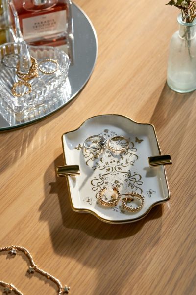 Shop Urban Outfitters Ornate Ashtray Catch-all Dish In Gold Print At