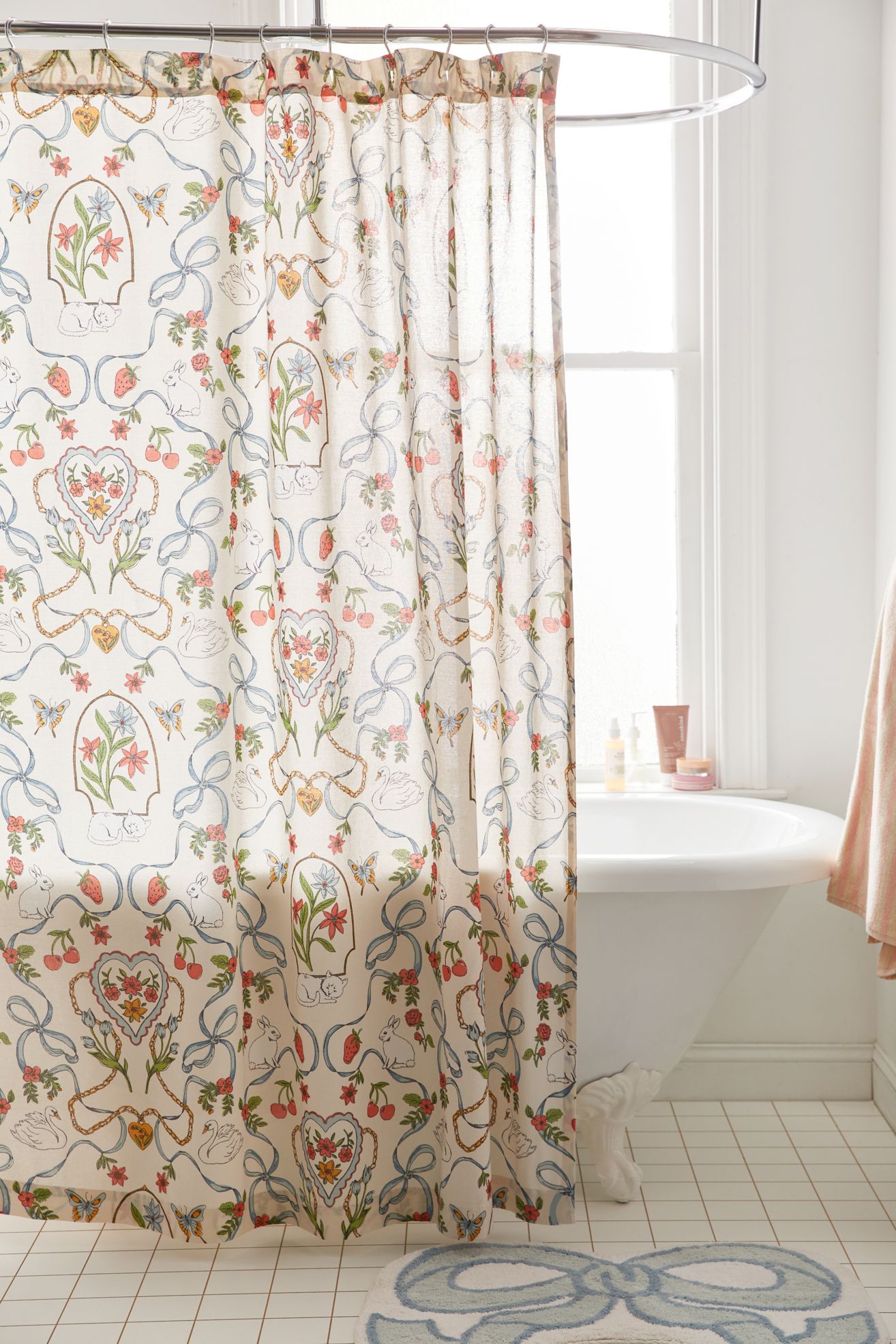 Mariya Icon Patterned Shower Curtain - Ivory, 72X72