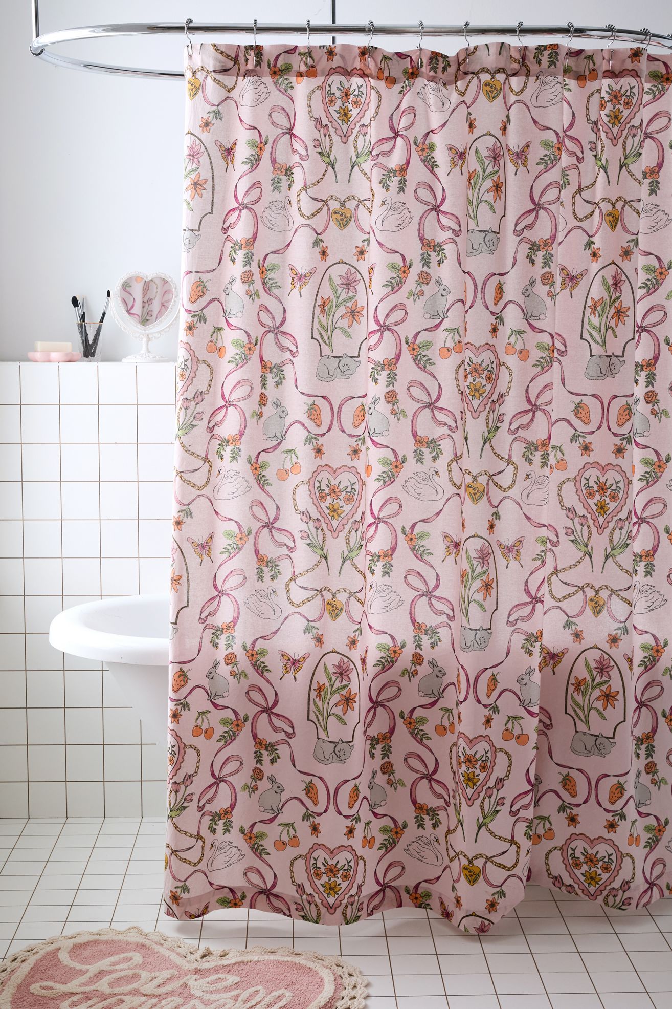 *Penelope's Choice* Mariya Icon Patterned Shower Curtain - Pink, 72X72