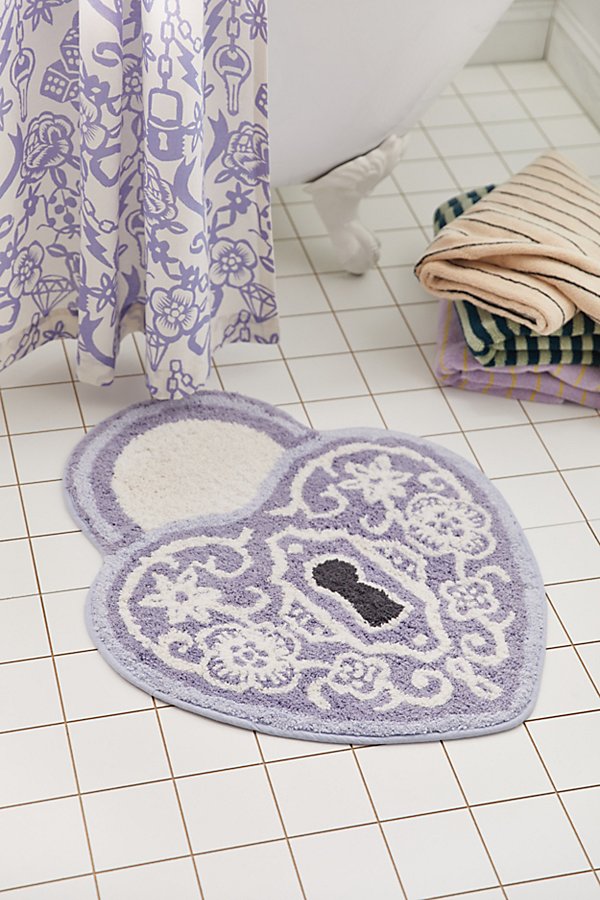 Urban Outfitters Heart Locket Bath Mat In Blue At