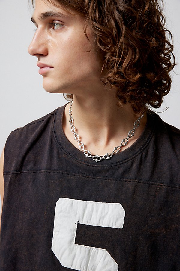 Urban Outfitters Ares Rhinestone Mariner Chain Necklace In Silver, Men's At  In Metallic