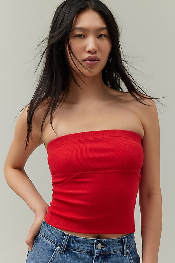 Bdg Becca Tube Top In Red Berry, Women's At Urban Outfitters