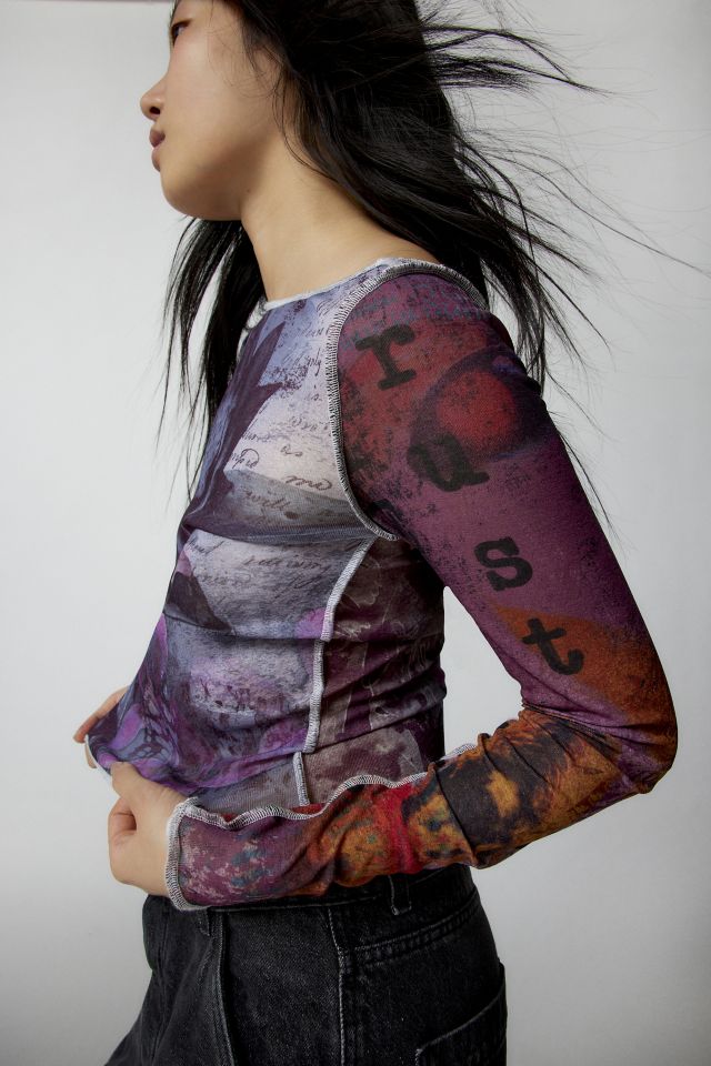Floral Mesh Long Sleeve Tee #2