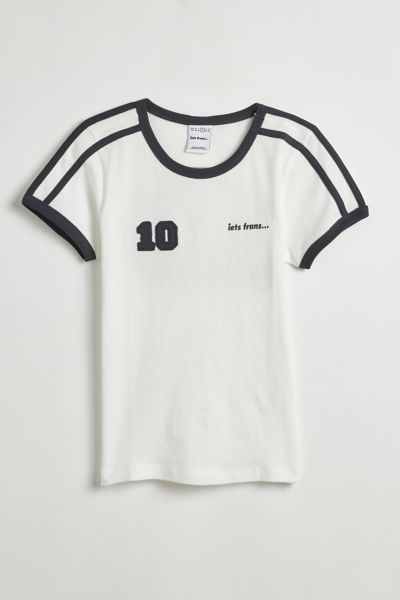 Shop Iets Frans . Soccer Ringer Baby Tee In White At Urban Outfitters