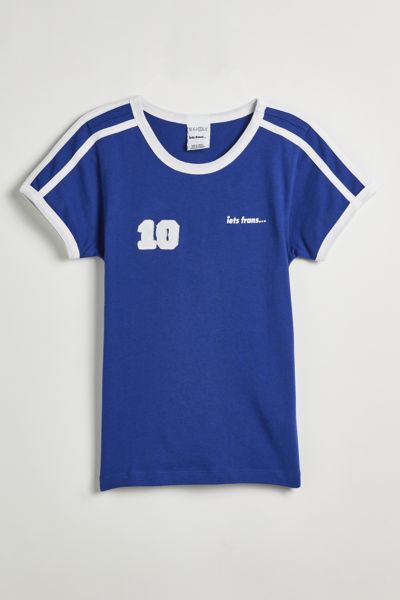 Shop Iets Frans . Soccer Ringer Baby Tee In Blue At Urban Outfitters