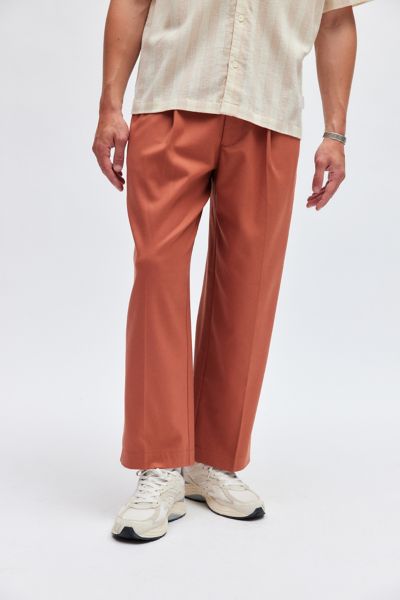 Standard Cloth Jason Relaxed Pleated Trouser Pant In Brass, Men's At Urban Outfitters In Brass