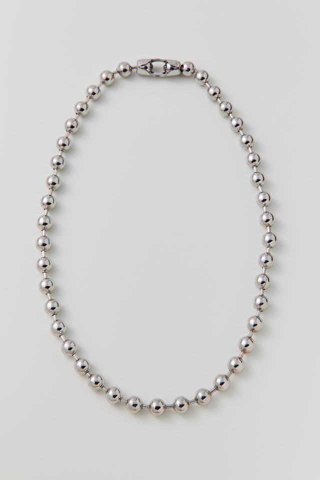 Collier Perles Argenté Et Noir Ovale - Longueur 18 Pouces - Occasion - Style Statement