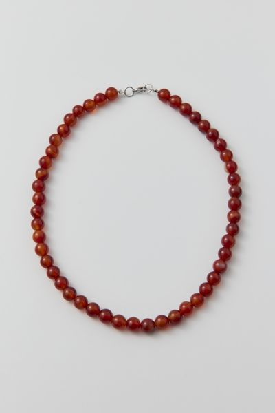 Urban Outfitters Stone Beaded Necklace In Red, Men's At