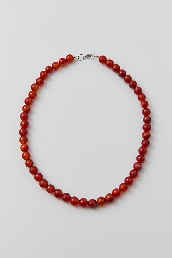 Urban Outfitters Genuine Stone Beaded Necklace In Red, Men's At