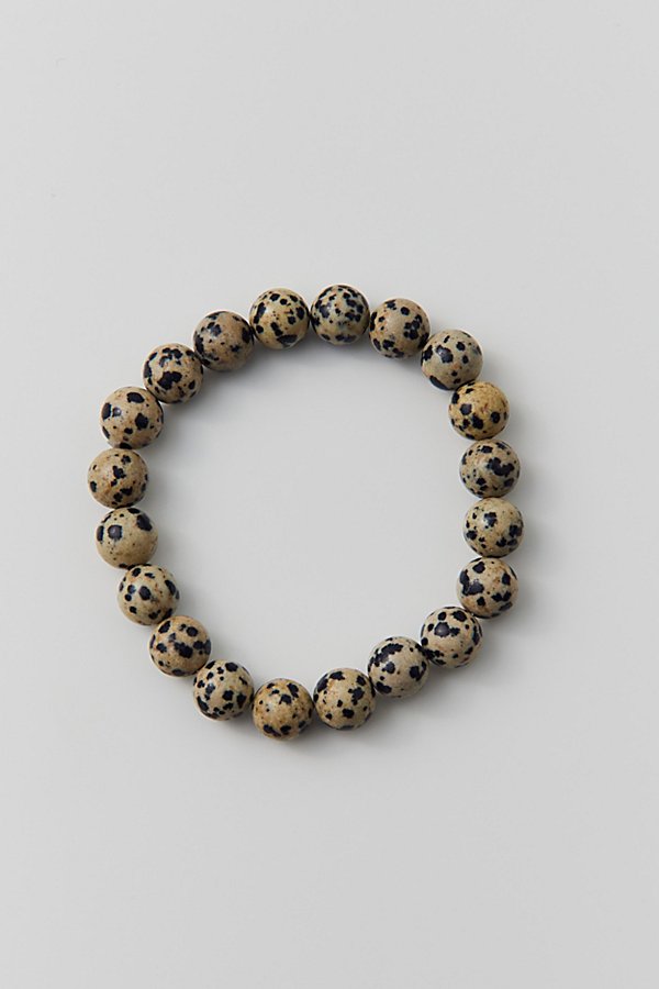 Urban Outfitters Genuine Stone Beaded Bracelet In Dalmation Jasper, Men's At  In Black/white