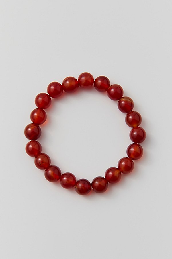 Urban Outfitters Genuine Stone Beaded Bracelet In Red Agate, Men's At