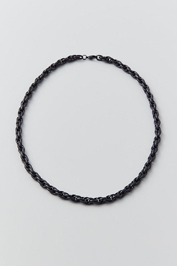 Urban Outfitters Textured Rope Chain Statement Necklace In Silver, Men's At  In Black