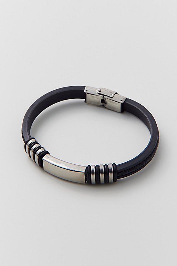 Urban Outfitters Brett Leather & Metal Bracelet In Silver, Men's At
