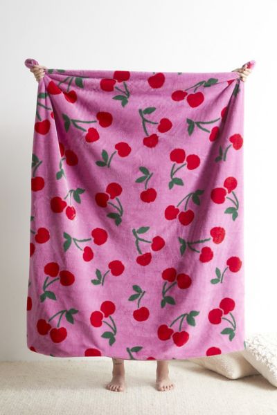 Urban Outfitters Harper Faux Fur Printed Throw Blanket In Blush At