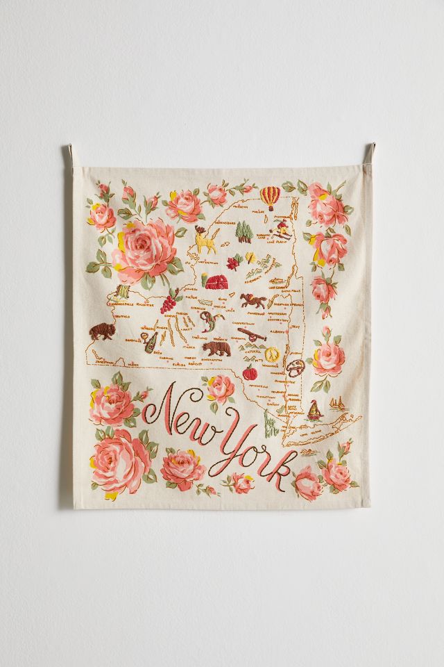 Embroidered Map Tapestry #1