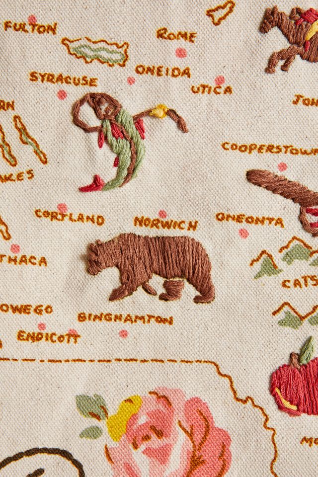 Embroidered Map Tapestry #2