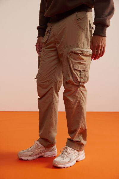 Khaki Herringbone Balloon Fit Pants