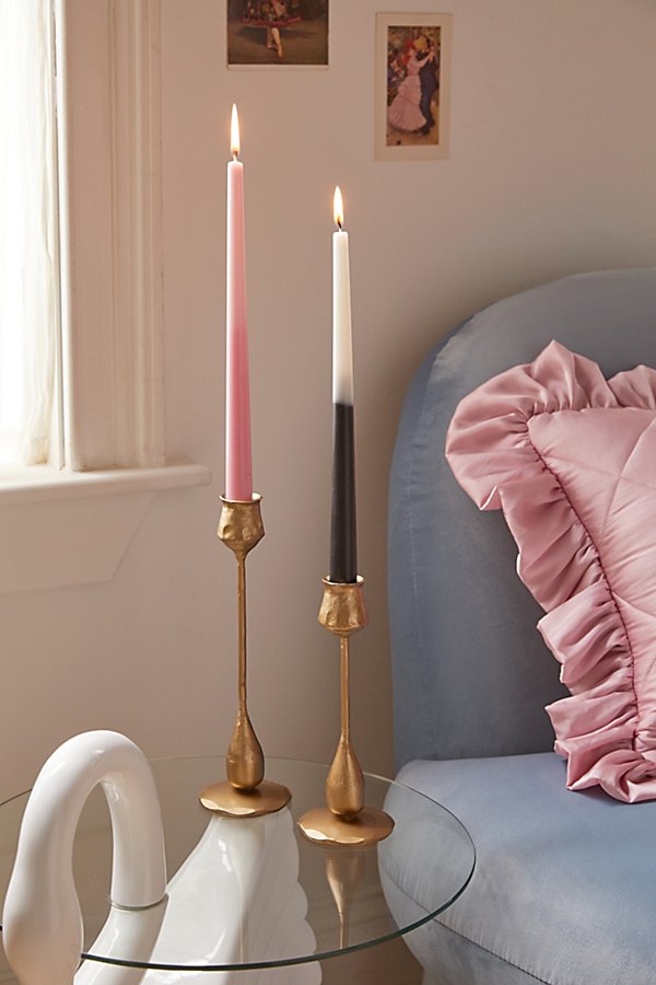 Urban Outfitters Cast Iron Taper Candle Holder Set In Gold At