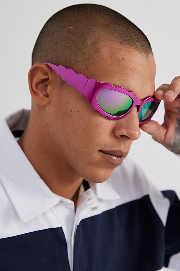 Urban Outfitters Zenon Waaavy Shield Sunglasses In Pink, Men's At