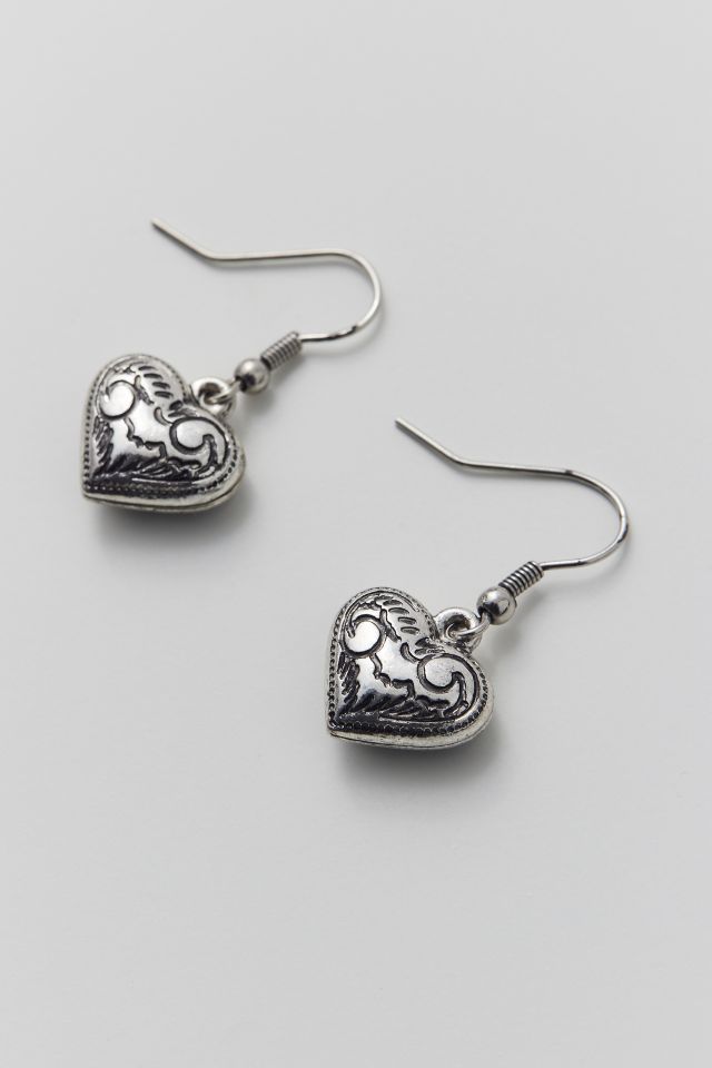 Etched Heart Drop Earring #2